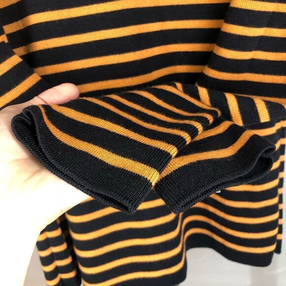 Saint JAMES MADEMOISELLE Wool Blend Orange Black Stripe Sweater Bow Appliques Sz - Picture 7 of 9